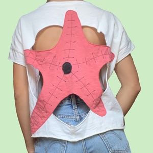 White cutout wide-ceiling starfish shirt